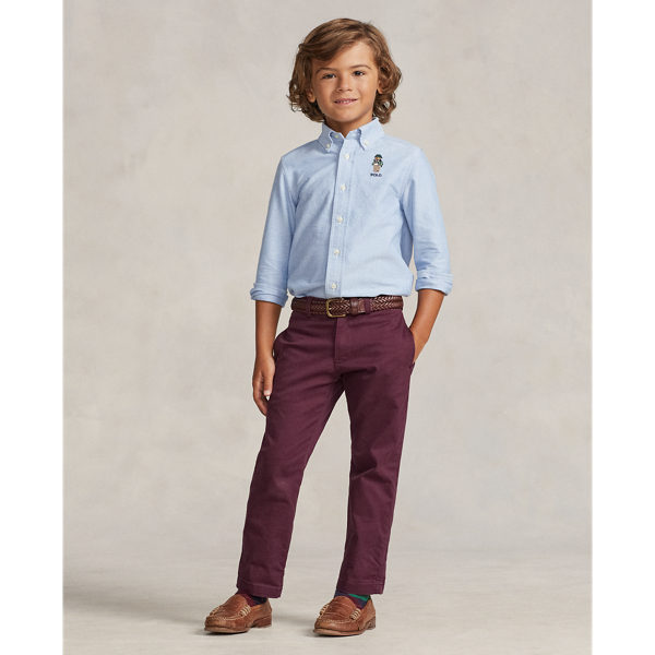 Polo Ralph Lauren Kids' Straight Fit Flex Abrasion Twill Pant In Harvard Wine