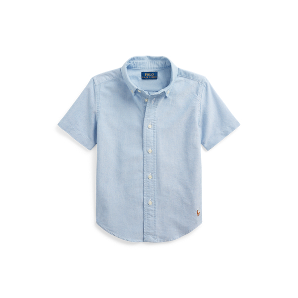 Polo Ralph Lauren Cotton Oxford Short-sleeve Uniform Shirt In Blue