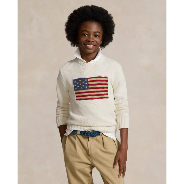 Polo Ralph Lauren Kids' The Iconic Flag Sweater In Nevis
