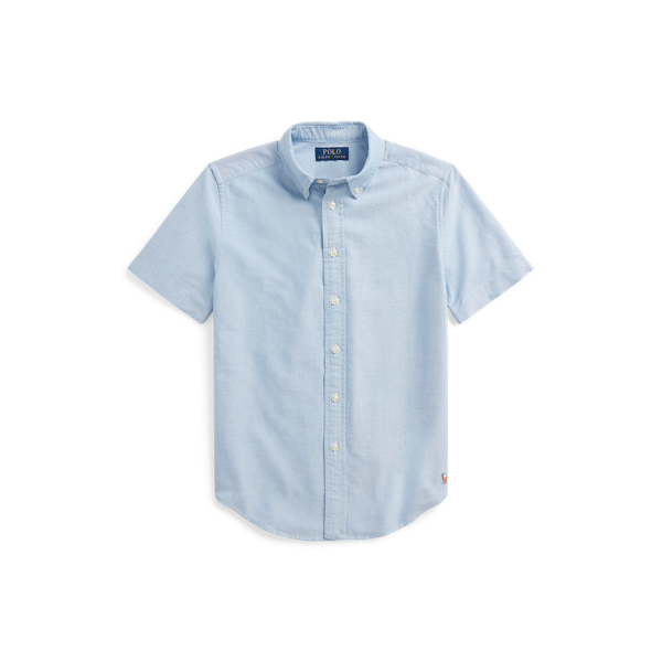 Polo Ralph Lauren Cotton Oxford Short-sleeve Uniform Shirt In Blue