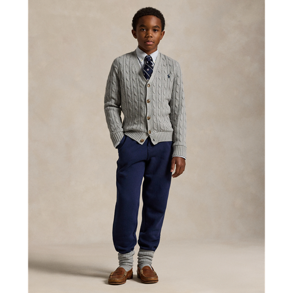 Polo Ralph Lauren Cable-knit Cotton V-neck Cardigan In Andover Heather