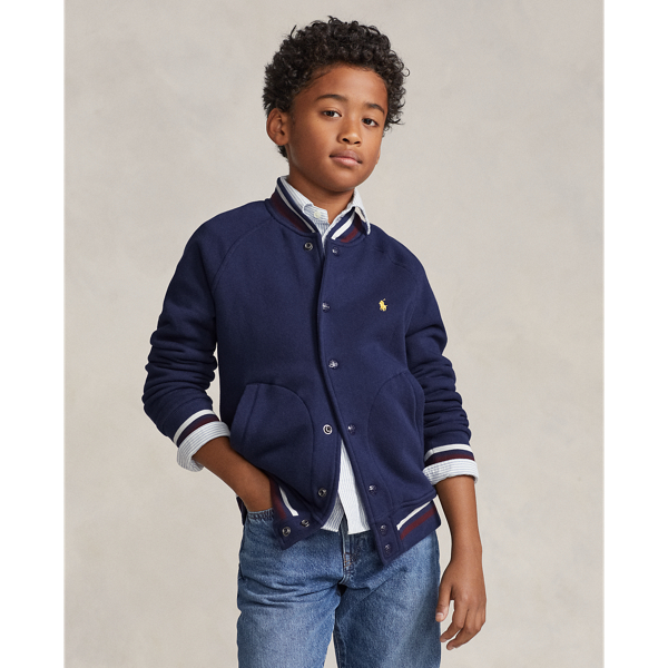 Polo Ralph Lauren Fleece Baseball Jacket In Refined Navy