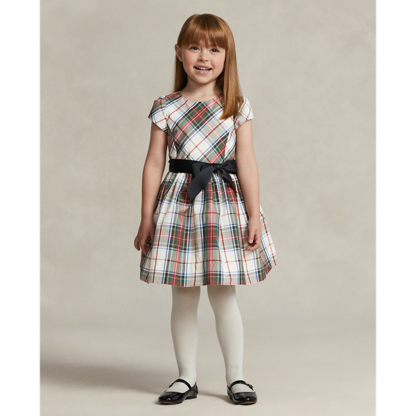 POLO RALPH LAUREN PLAID FIT-AND-FLARE DRESS
