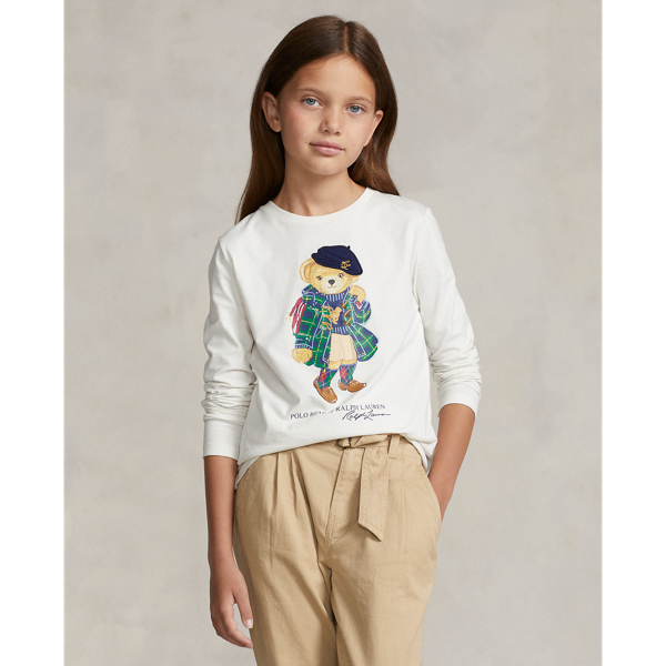 Polo Bear Cotton Jersey T Shirt in White - Polo Ralph Lauren Kids