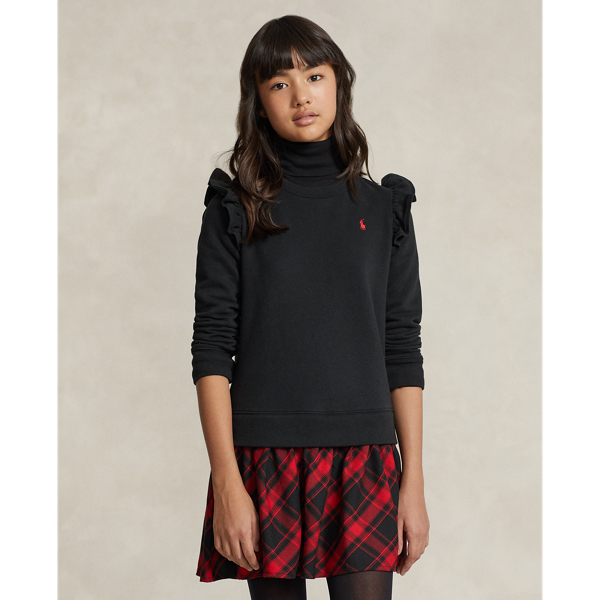 Polo Ralph Lauren Kids' Plaid Fleece Sweatshirt Dress In Polo Black
