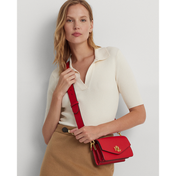Lauren Ralph Lauren Leather Small Tayler Crossbody Bag In Martin Red