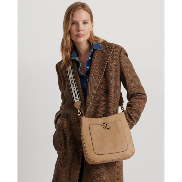 Ralph Lauren Pebbled Leather Large Cameryn Crossbody In Camel