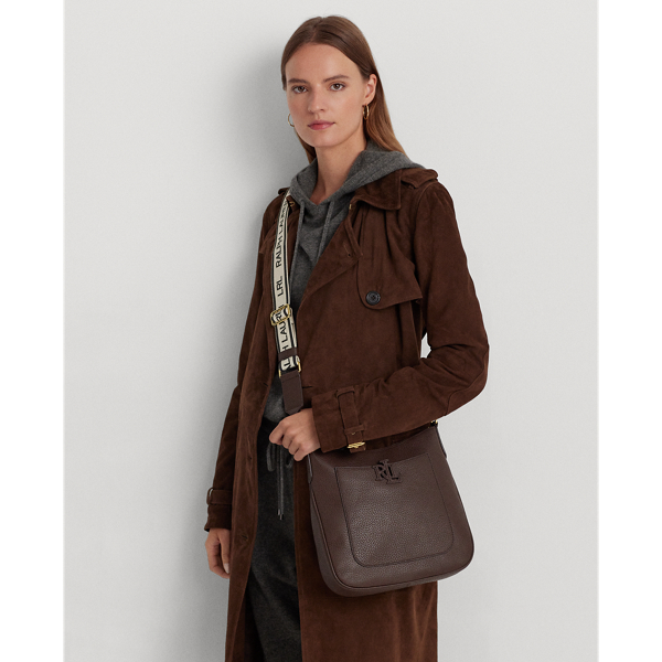 Lauren Ralph Lauren Pebbled Leather Large Cameryn Crossbody, Brown