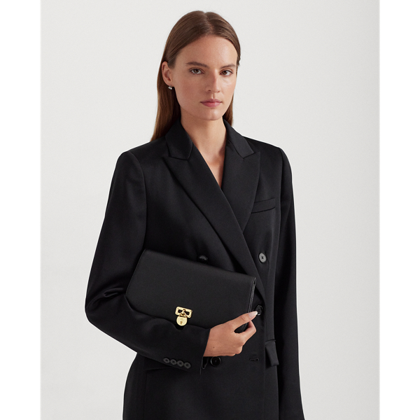 Lauren Ralph Lauren Leather Medium Tanner Shoulder Bag In Black