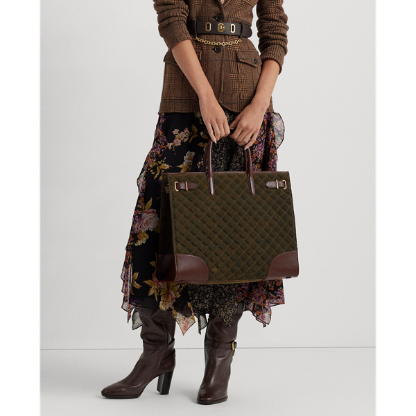 LAUREN RALPH LAUREN LEATHER-TRIM STRAW LARGE BRIE TOTE BAG, Fuchsia  Women's Shoulder Bag