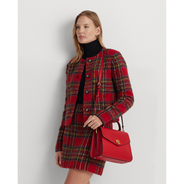 Ralph Lauren Leather Medium Farrah Satchel In Martin Red