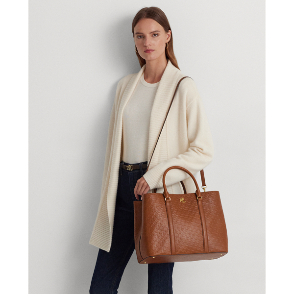 Lauren by Ralph Lauren Pebbled Leather Large Marcy Satchel in