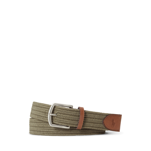 Ceinture tressée bordée de cuir - Polo Ralph Lauren - Modalova