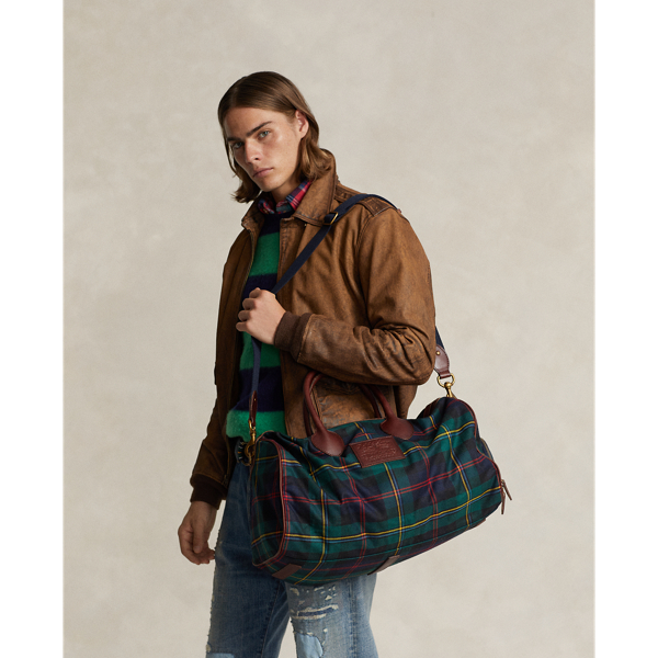 Polo Ralph Lauren Heritage Plaid Wool Leather Duffel In Polo
