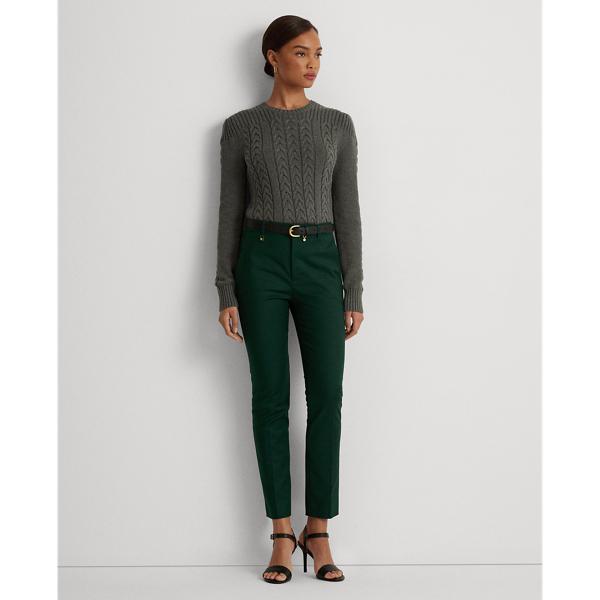 Ralph Lauren Double-faced Stretch Cotton Pant In Season Green