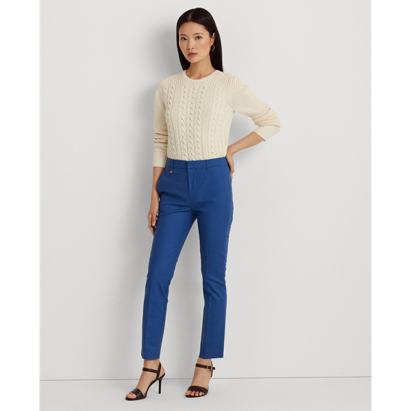 Lauren Ralph Lauren Double-faced Stretch Cotton Pant In Frosted Lapis