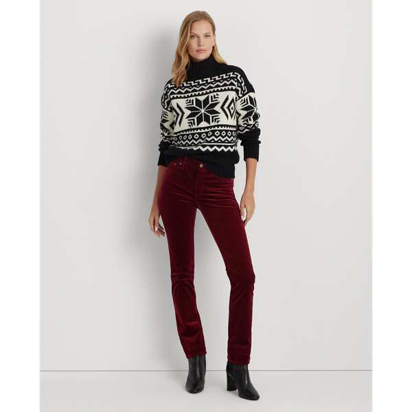 Ralph Lauren Stretch Corduroy Mid-rise Straight Pant In Deep Rhodonite