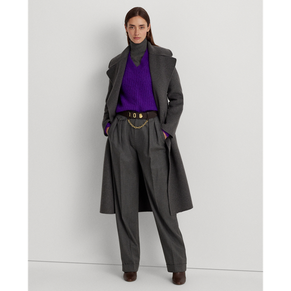 Double-faced Wool-blend Wrap Coat In Modern Grey Heather