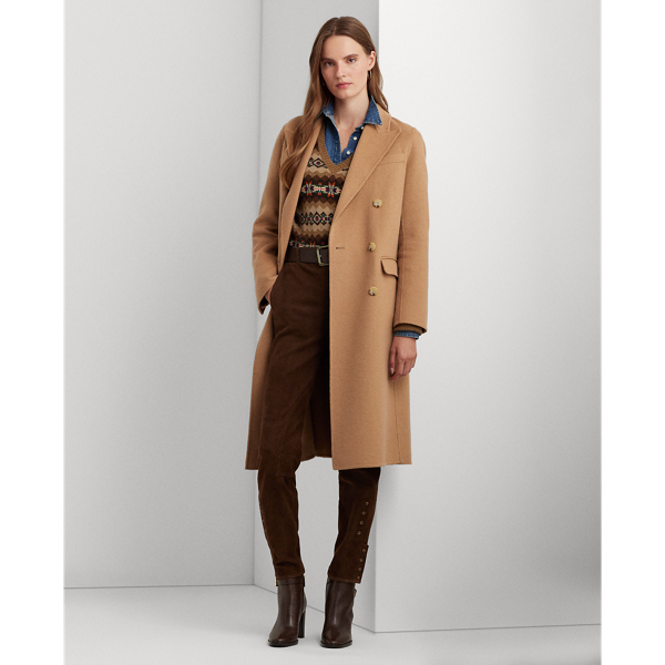 Double breasted Wool blend Coat In Classic Camel