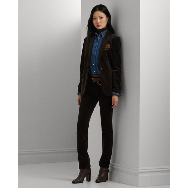 Lauren Petite Stretch Corduroy Mid-rise Straight Pant In Circuit Brown