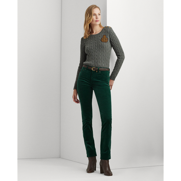 Lauren Petite Stretch Corduroy Mid-rise Straight Pant In Season Green