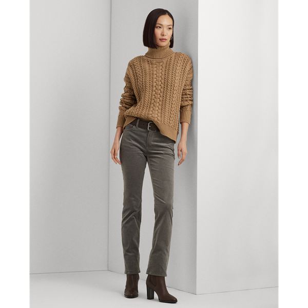 Lauren Petite Stretch Corduroy Mid-rise Straight Pant In Modern Slate