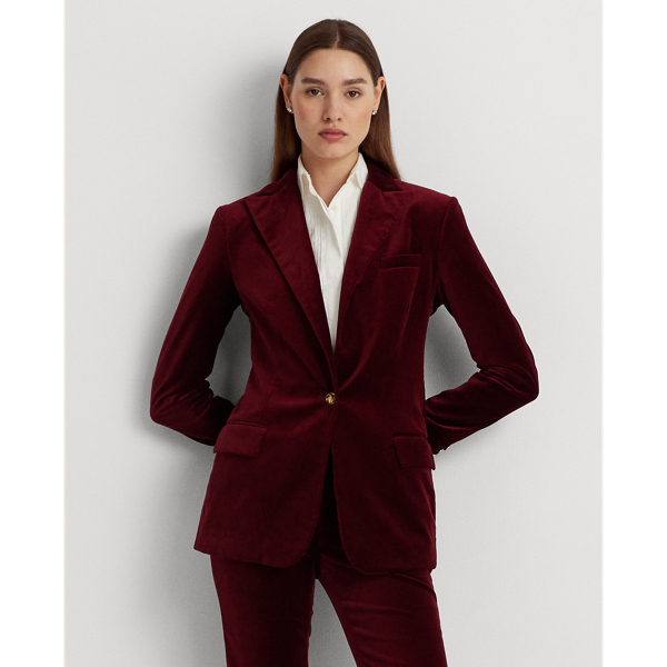 Lauren Petite Stretch Velvet Blazer In Deep Rhodonite ModeSens