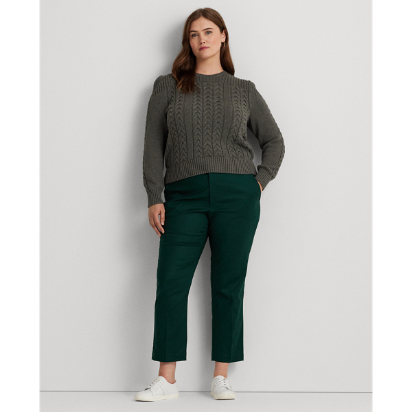 Lauren Woman Double-faced Stretch Cotton Pant In Season Green