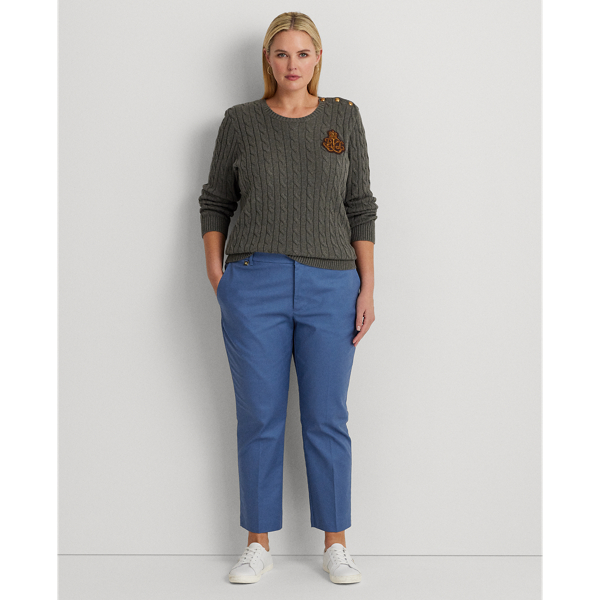 Lauren Woman Double-faced Stretch Cotton Pant In Frosted Lapis