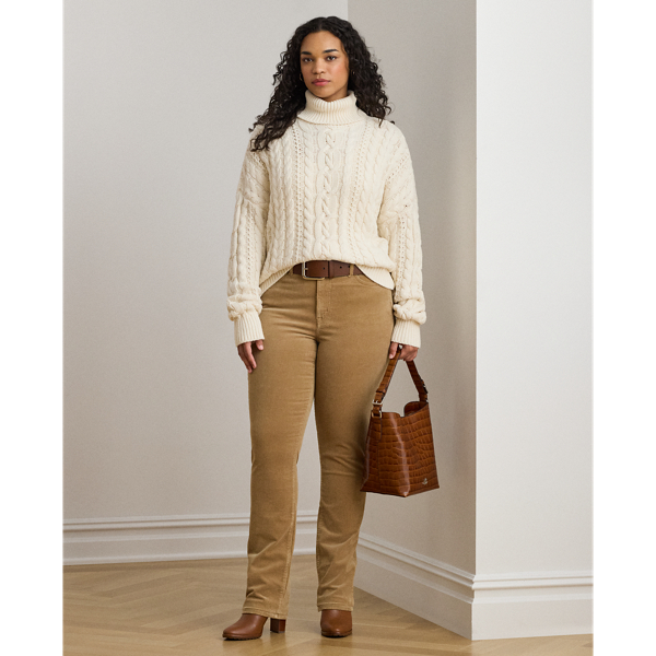 Lauren Woman Stretch Corduroy Mid-rise Straight Pant In Classic Camel