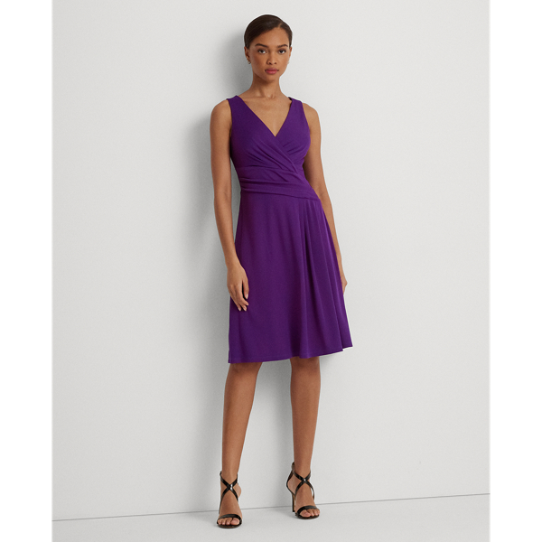 Ralph Lauren Surplice Jersey Sleeveless Dress In Purple Agate