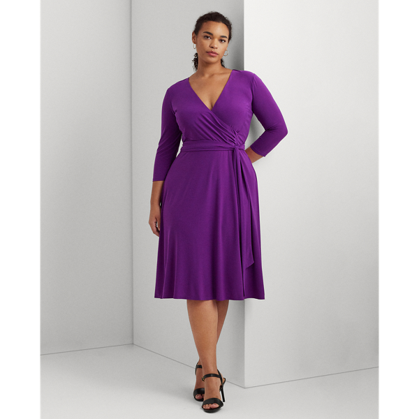 Lauren Woman Surplice Jersey Dress In Purple Agate