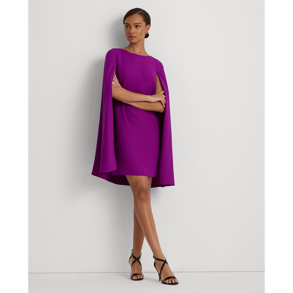 Lauren Ralph Lauren Cape Georgette Cocktail Dress In Purple Agate