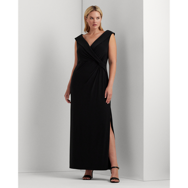 Lauren Woman Jersey Off-the-shoulder Gown In Black