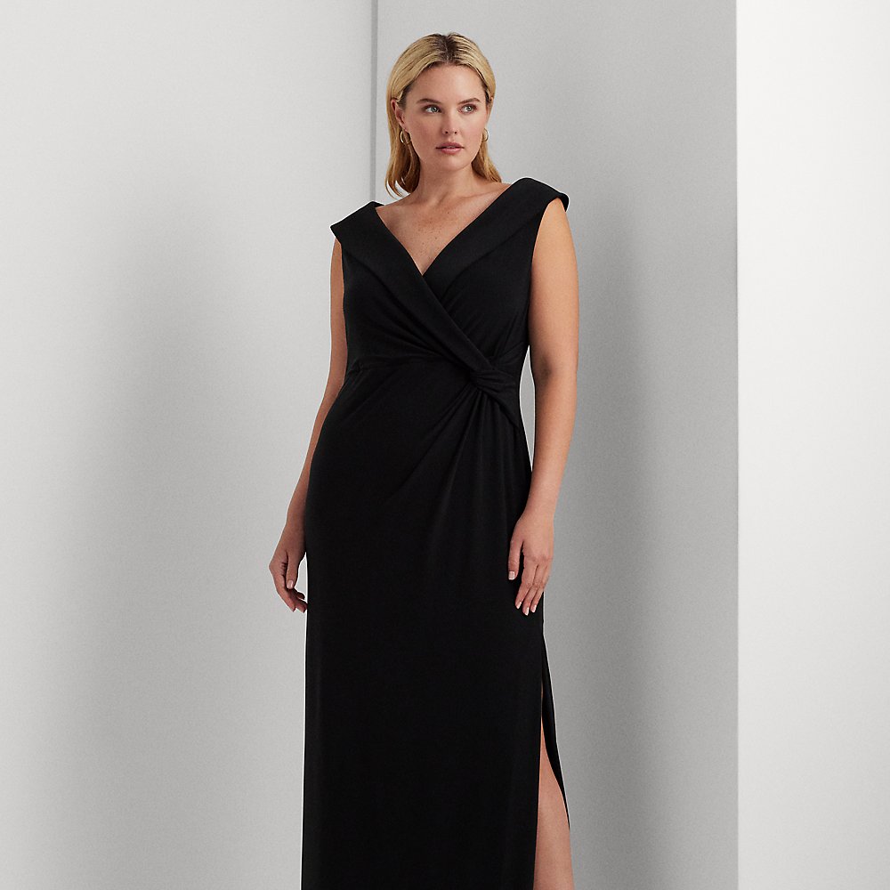 Lauren Woman Jersey Off-the-shoulder Gown In Black