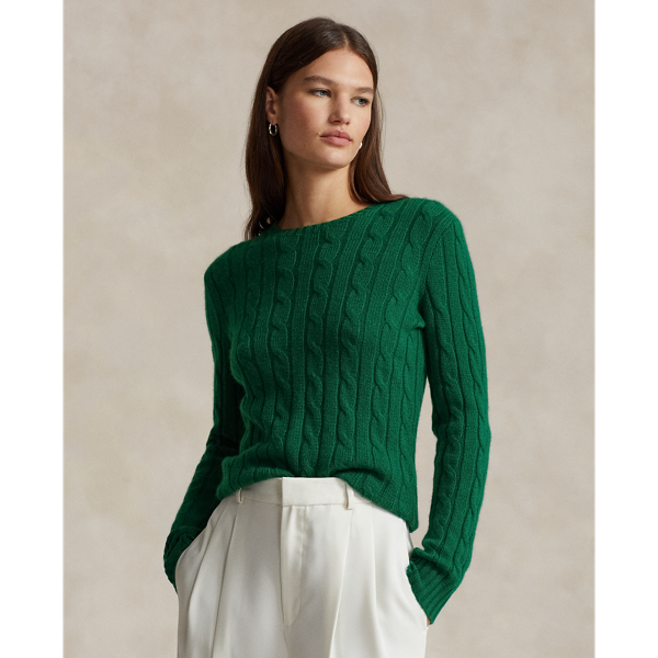 Ralph Lauren Cable-knit Cashmere Sweater In Vermont Green