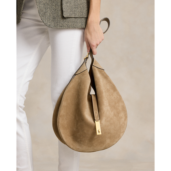 Grand sac Shoulder Polo ID en daim - Polo Ralph Lauren - Modalova
