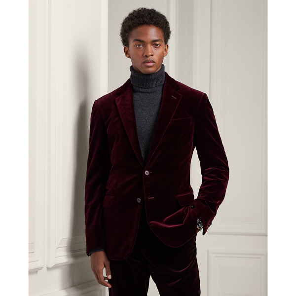 Velvet jacket mens burgundy sale