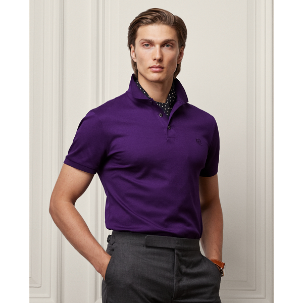 Ralph Lauren Purple Label Custom Slim Fit Piqué Polo Shirt In Purple