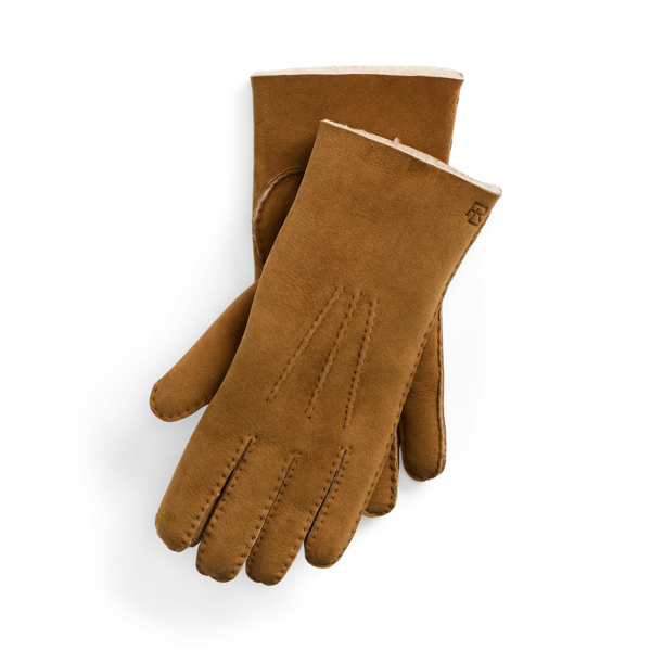 Ralph Lauren Lamb-shearling Gloves In Chestnut/cream