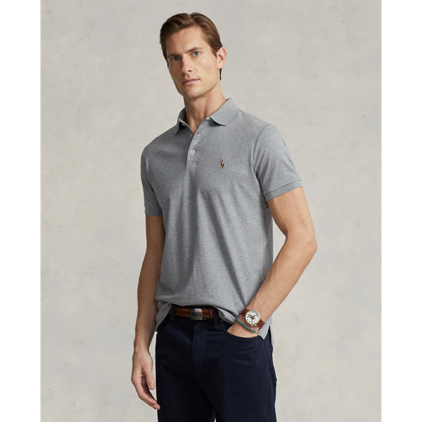 Shop Polo Ralph Lauren Custom Slim Fit Soft Cotton Polo Shirt In Grey