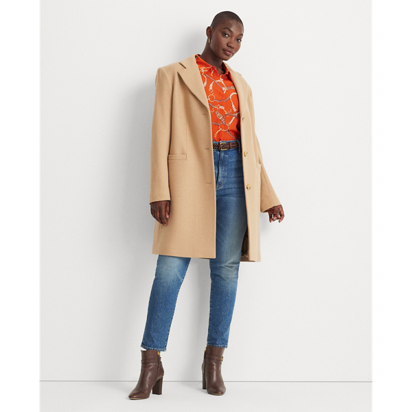 Lauren ralph lauren wool blend reefer coat camel sale