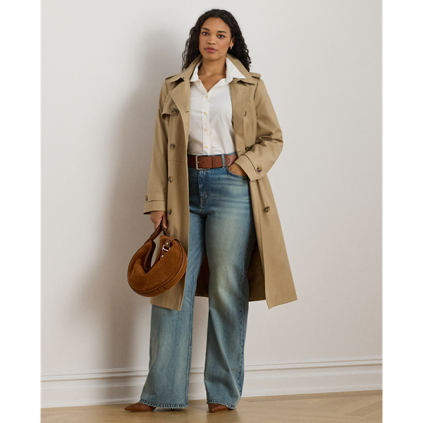Lauren Woman Double-breasted Cotton-blend Trench Coat In Sand