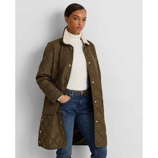 Lauren Ralph Lauren Long Diamond quilted Jacket In Botanic Green ModeSens