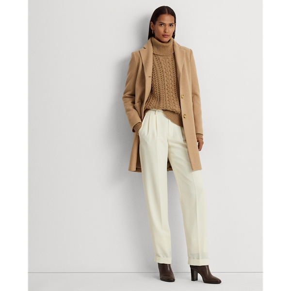 Lauren Ralph Lauren Wool blend Twill Reefer Coat In Camel ModeSens