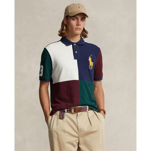 Ralph Lauren Classic Fit Big Pony Mesh Polo Shirt In Cruise Navy Multi ...