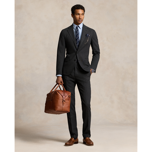 Shop Ralph Lauren Polo Soft Tailored Pinstripe Wool Suit In Dark Grey/cream