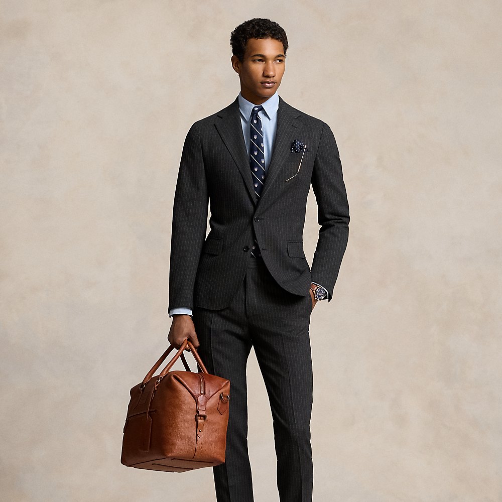 Ralph Lauren Polo Soft Tailored Pinstripe Wool Suit In Black