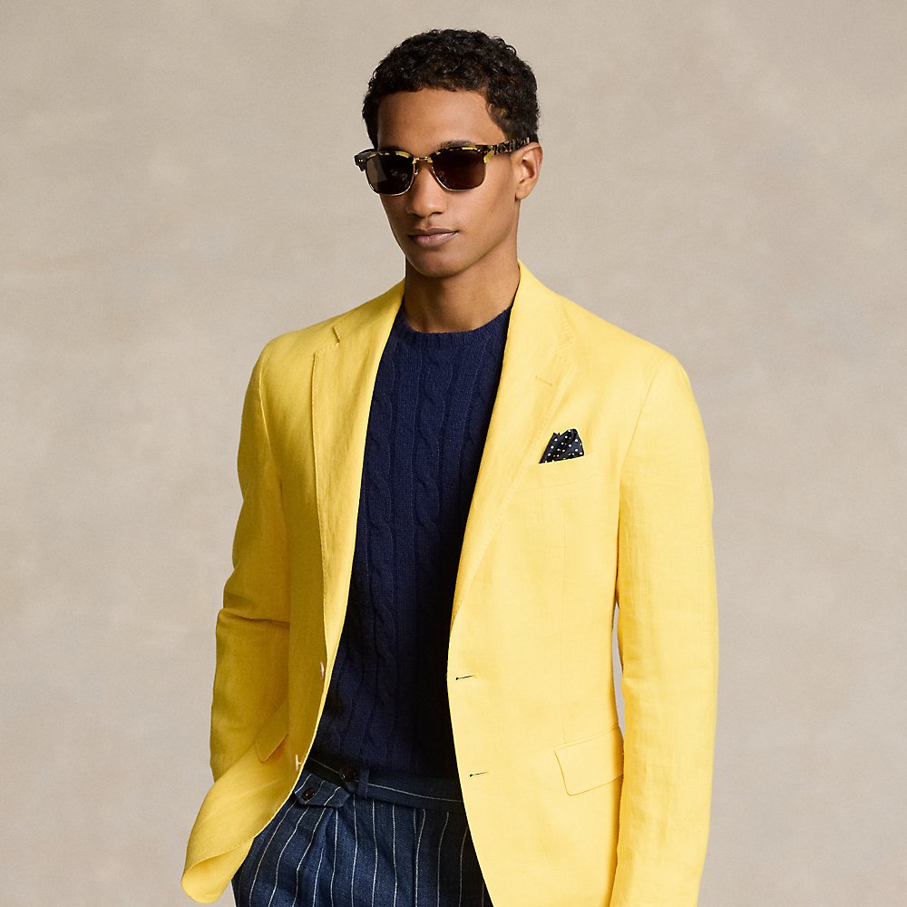 Ralph Lauren Polo Soft Tailored Linen Sport Coat In Sunfish Yellow
