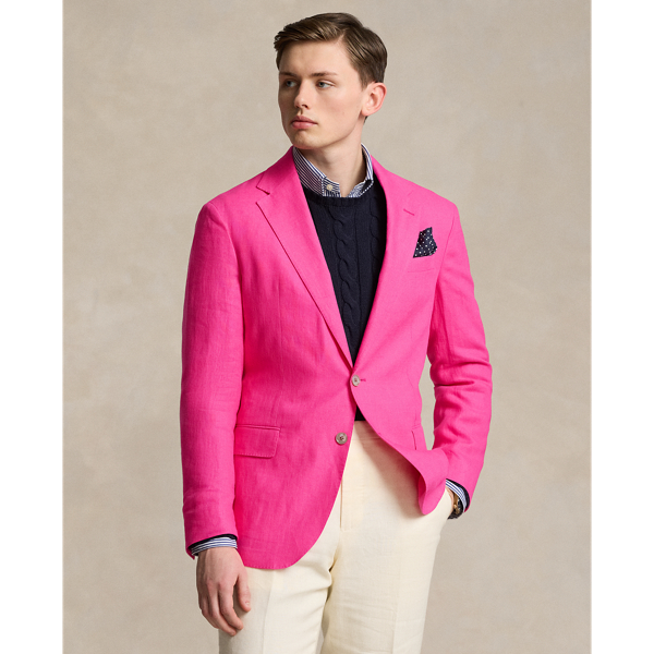 Ralph Lauren Polo Soft Tailored Linen Sport Coat In Bright Pink
